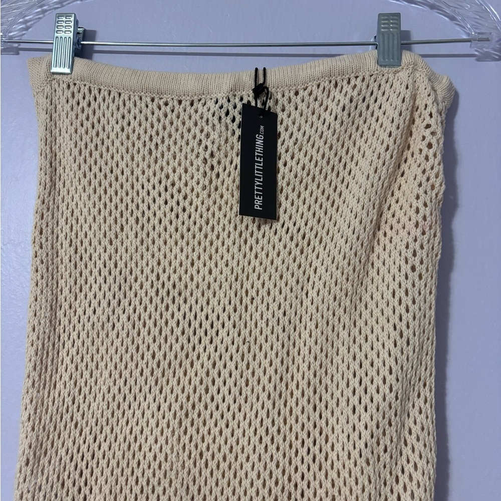 NWT Pretty Little Thing Shape Cream Knitted Low Rise Maxi Skirt